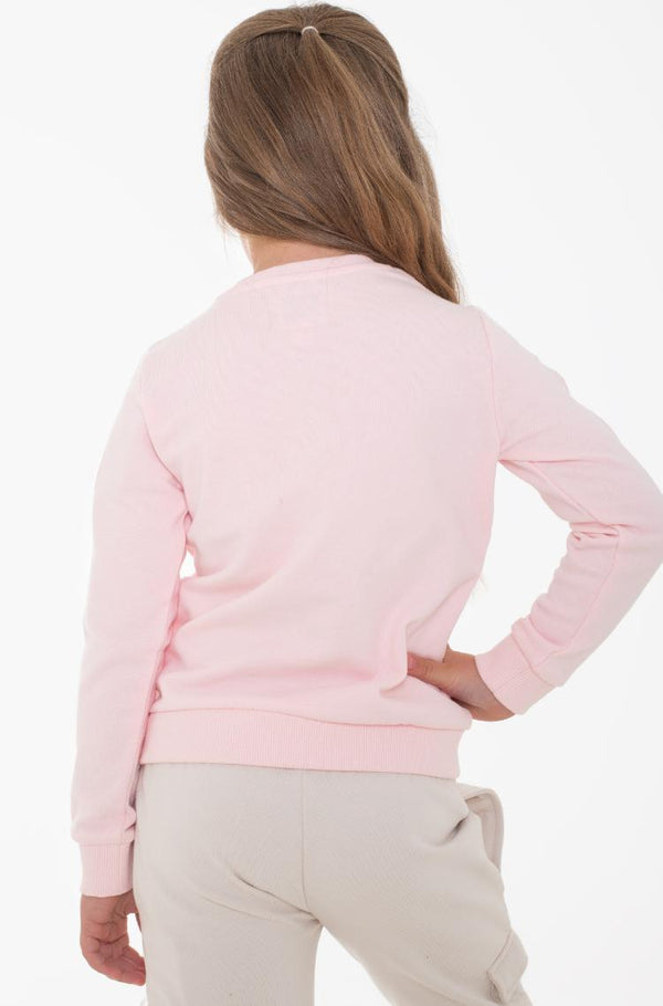 Guess Kids Sweat-shirt Col Rond Rose Enfant