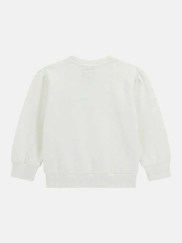 Guess Kids Sweat-shirt Col Rond Blanc Fille