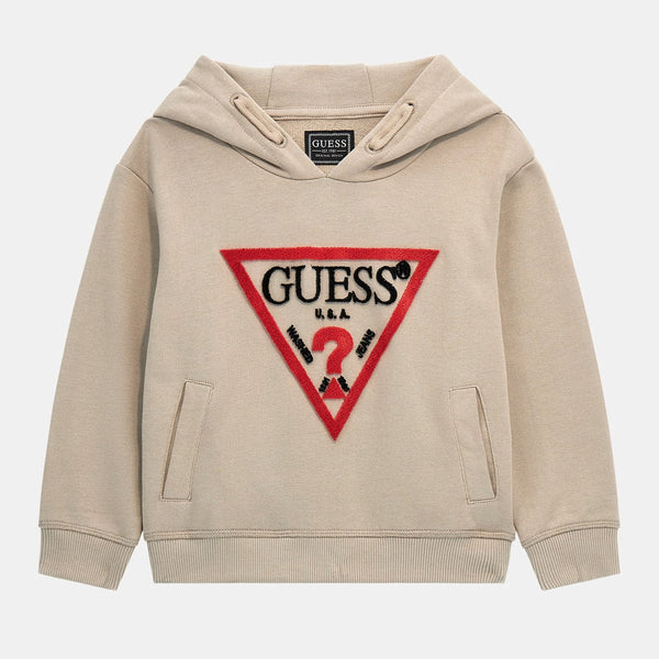 Guess Kids Sweat-shirt à Capuche Beige Rouge Enfants