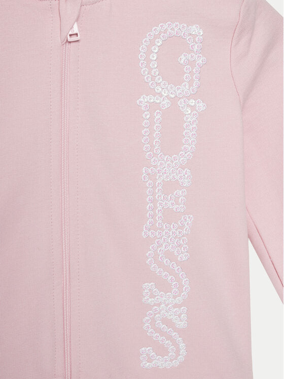 Guess Kids Sweat à capuche à paillettes rose pour fille