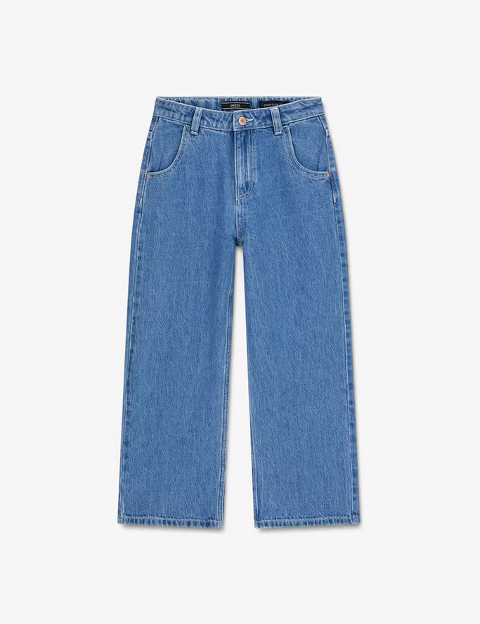 GUESS JEANS A PALAZZO SCRITTA RICAMATA SULLA TASCA POSTERIORE REGOLABILE IN VITA