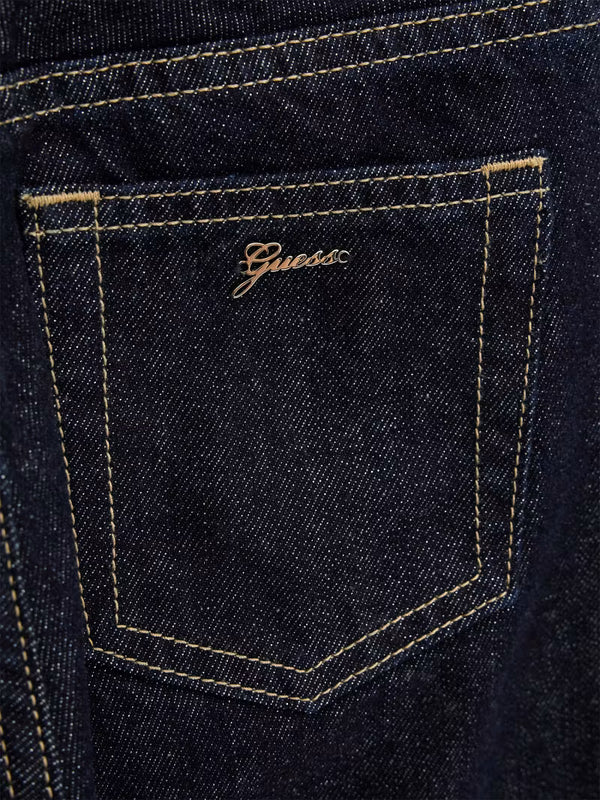 GUESS JEAN PANTALON LARGE DÉLAVAGE FONCÉ À PAILLETTES RÉGLABLE À LA TAILLE