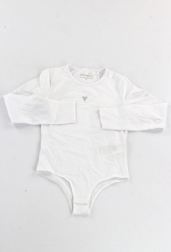GUESS BODY MANICA LUNGA BIANCA CON STRASS CENTRALI