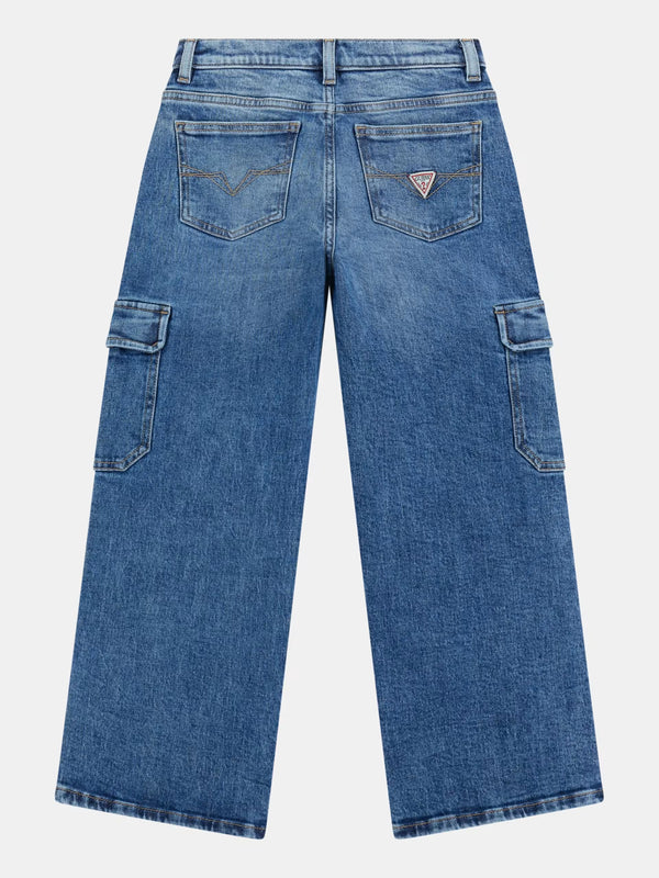 JEANS CARGO GUESS AVEC GRANDES POCHES SUR LES JAMBES, RÉGLABLE À LA TAILLE