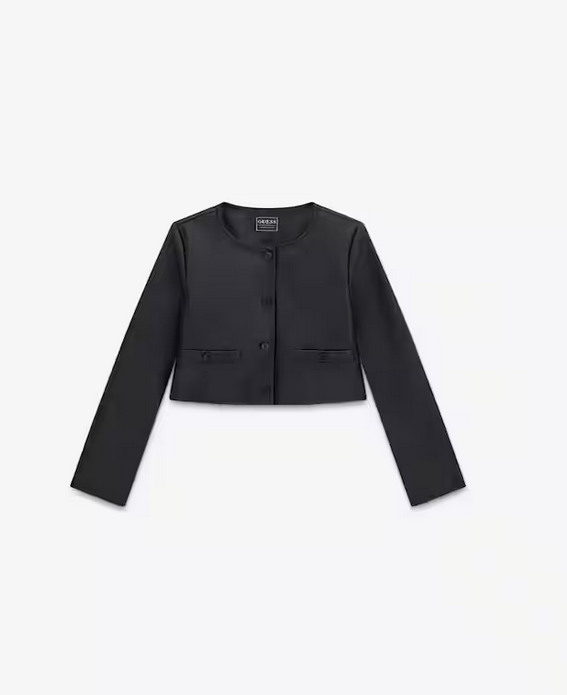 GUESS GIACCHINO IN PELLE CORTO NERO CHIUSURA CON BOTTONI