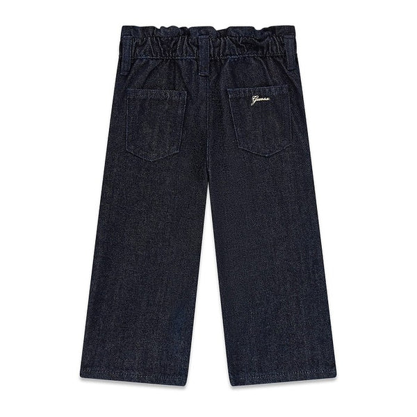 JEANS GUESS LAVAGE FONCÉ EFFET PAILLETÉ RESSORT ÉLASTIQUE À LA TAILLE, DÉTAILS DORÉS FERMETURE ZIPPÉE ET BOUTON