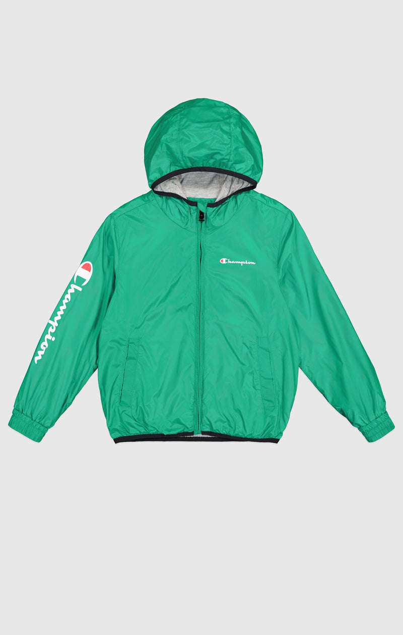 Champion Hooded Giacca a Vento Con Cappuccio Verde Bambino