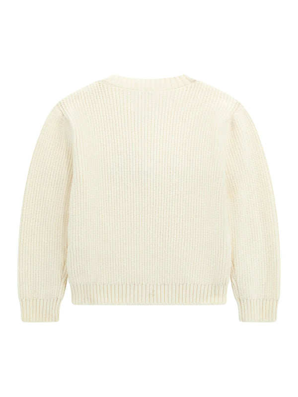 Guess Kids Pull col rond brodé blanc fille