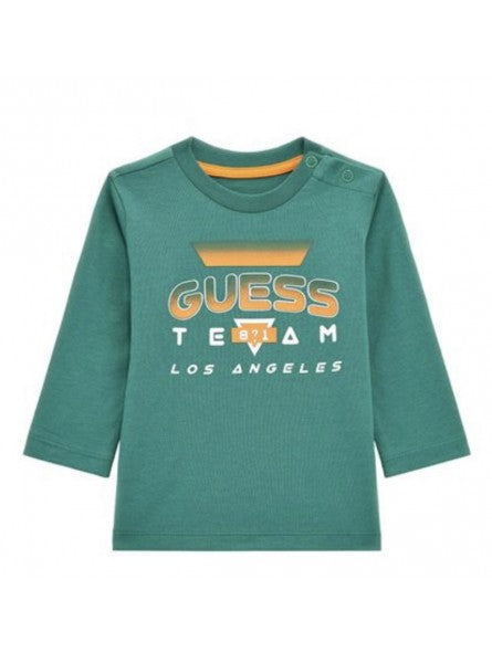Guess Kids T-shirt Manches Longues Vert Orange Enfant