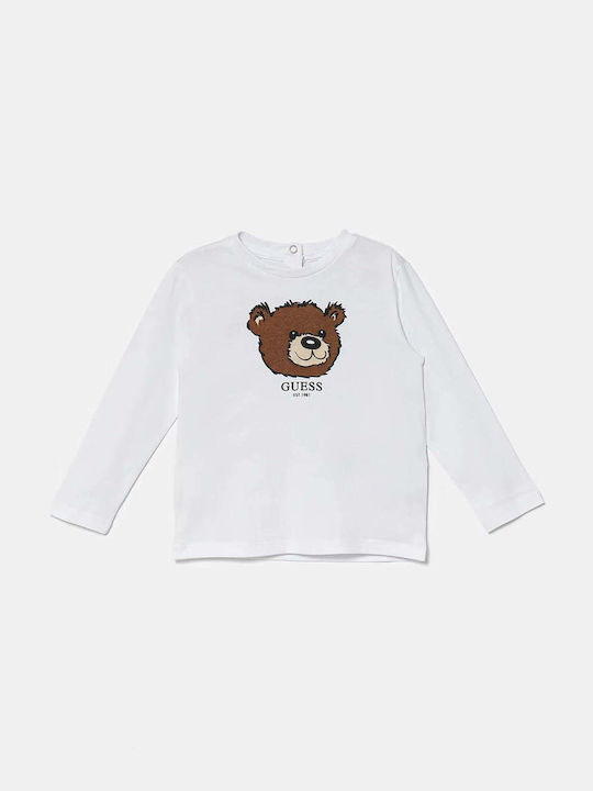 Guess T-Shirt Manches Longues Blanche Bébé