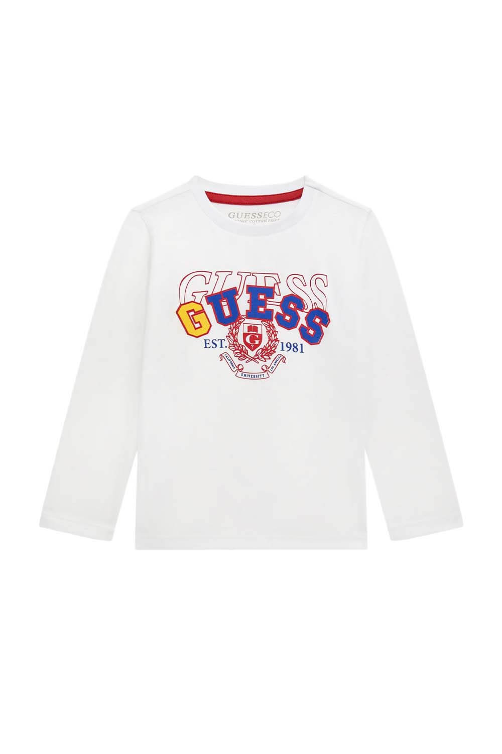Guess Bedruktes Maglietta Maniche Lunghe Bianca Bambini