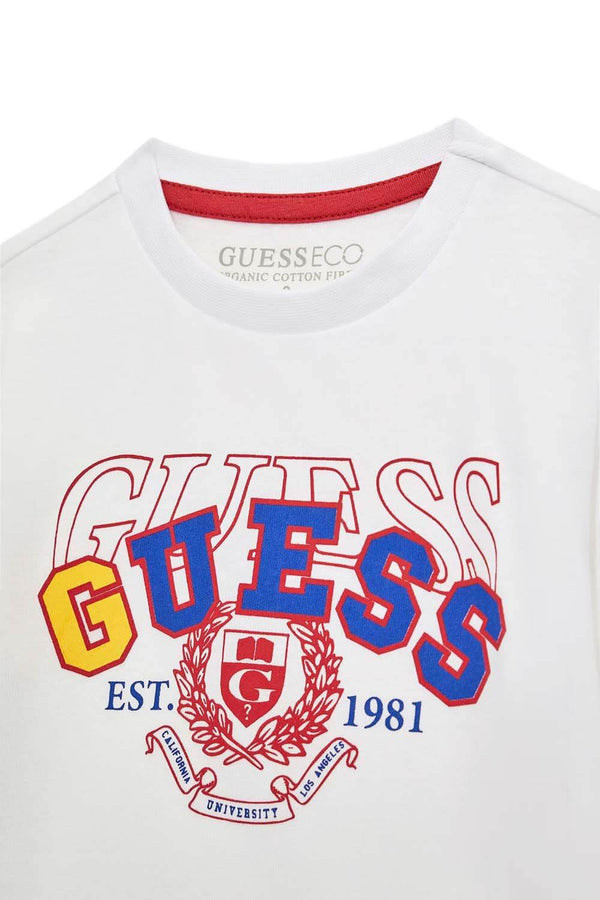 Guess Bedruktes Maglietta Maniche Lunghe Bianca Bambini