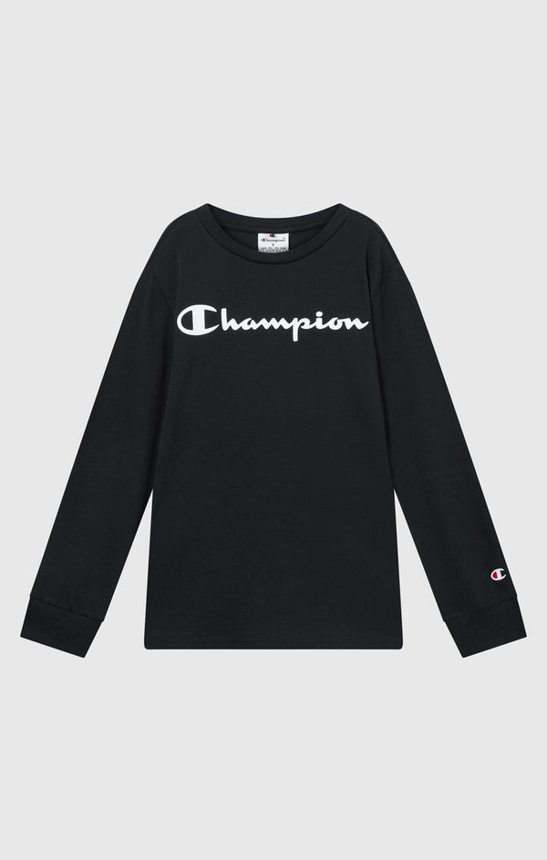 Champion Ml Script T-Shirt Manches Longues Noir Enfants Garçons