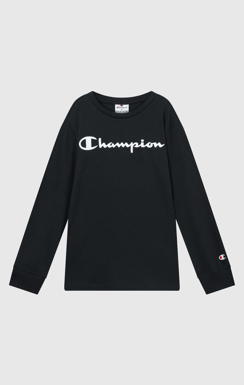 Champion Ml Script Maglietta Maniche Lunghe Nera Bambini Ragazzi