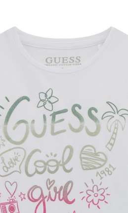Guess Heart Sequins Ss Tee T-Shirt Blanche Enfant