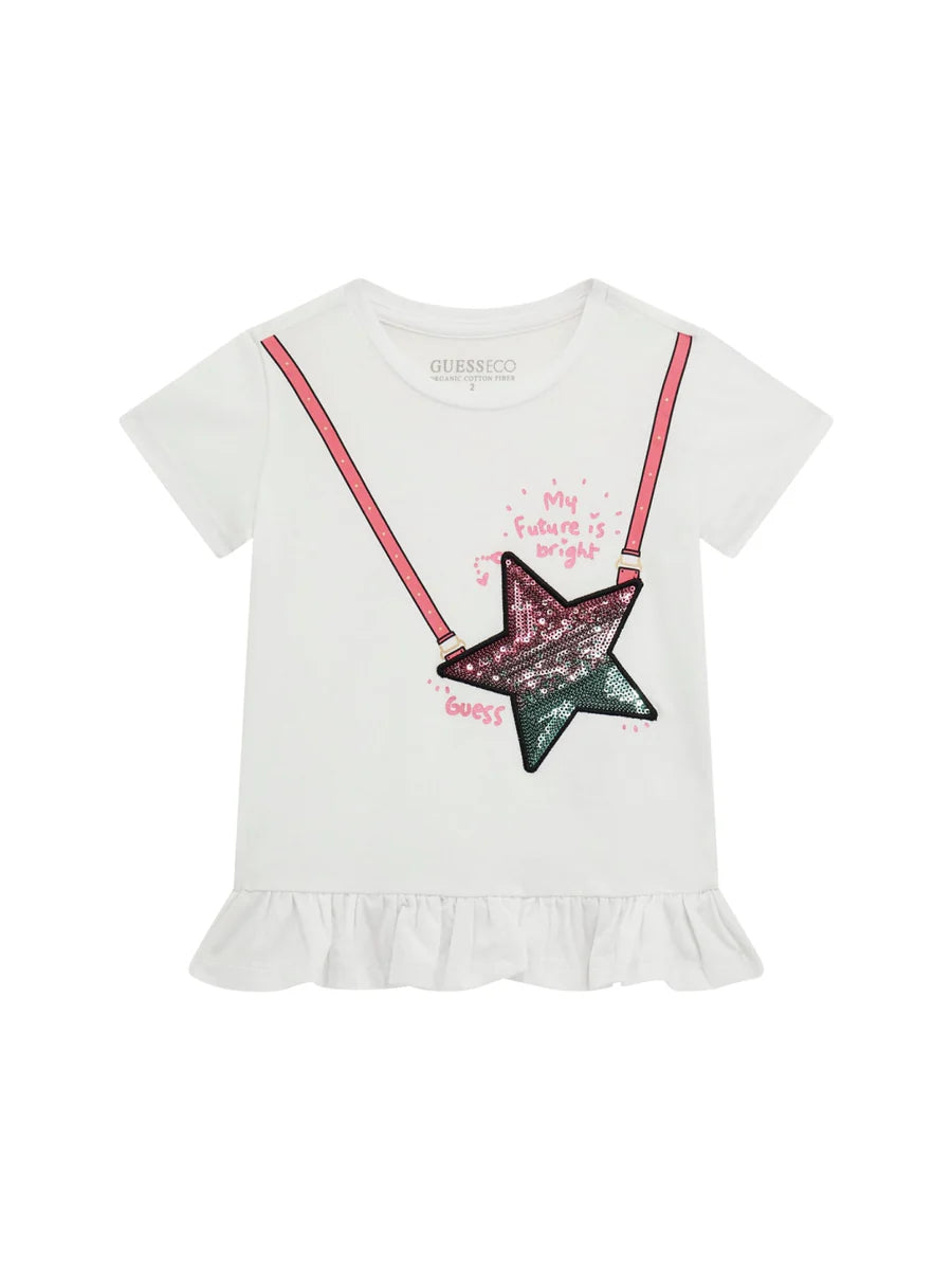Guess T-shirt noir coupe classique blanc enfant