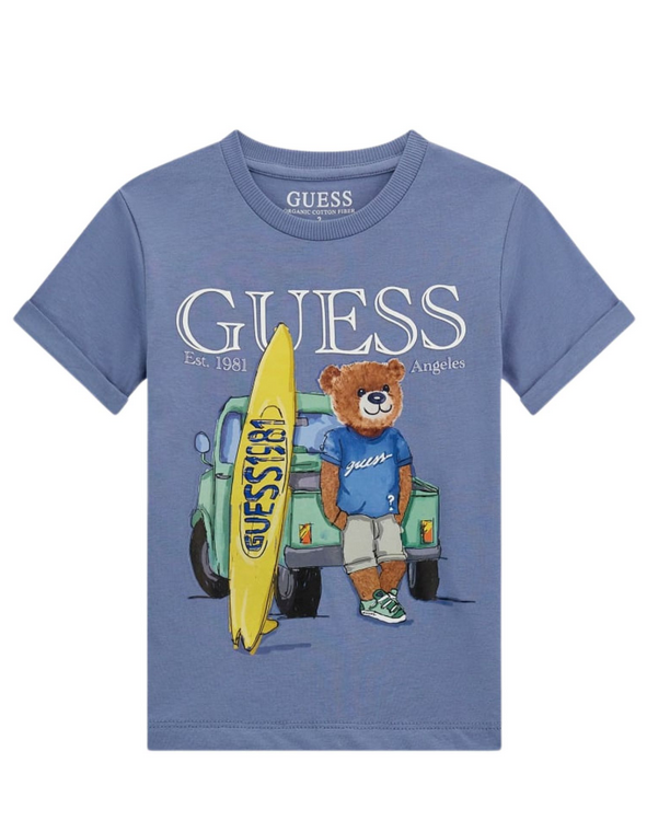 Guess Kids T-shirt imprimé logo Bleu Enfant