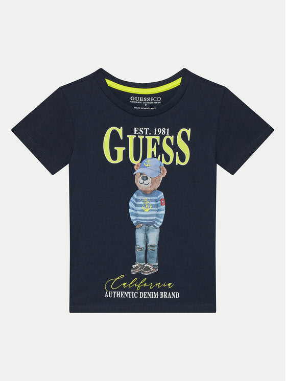 Guess T-shirt Coupe classique Bleu foncé Enfant
