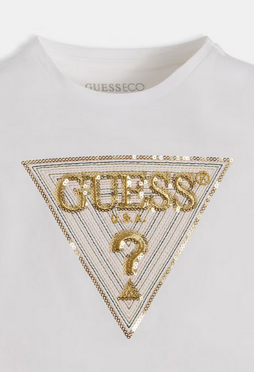 Guess Kids T-Shirt Bianca Glitterata Bambina