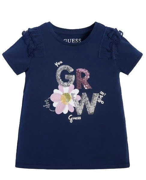 Guess Kids T-Shirt Blu Glitterata Bambina