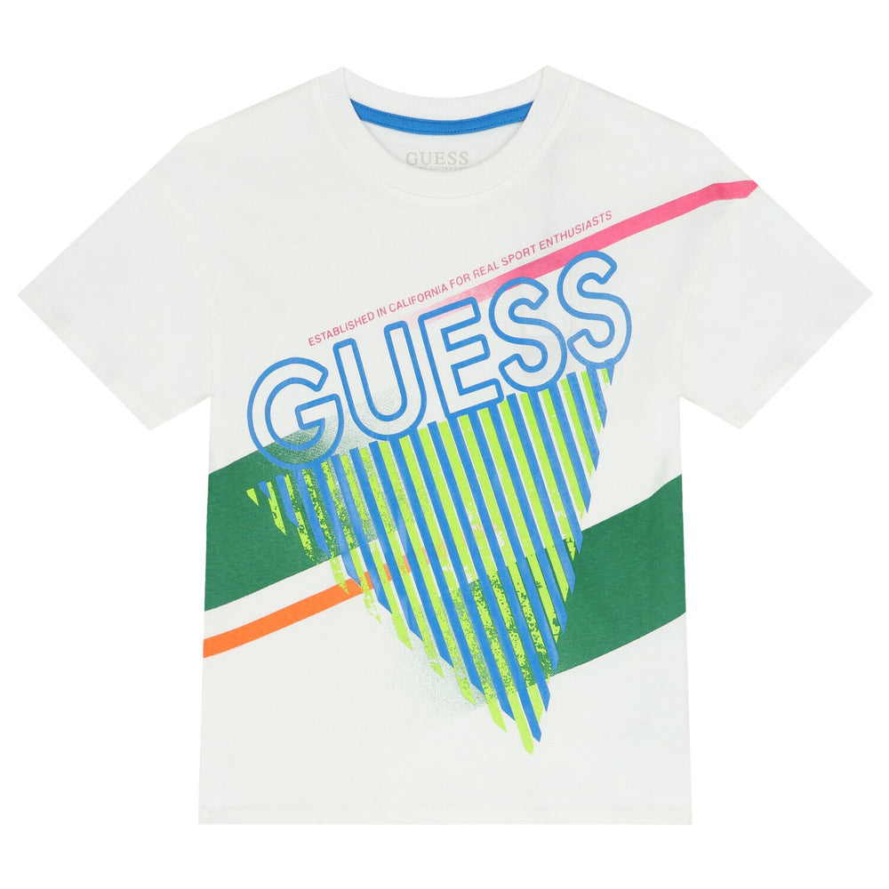 Guess Kids T-shirt Blanc Vert Enfant