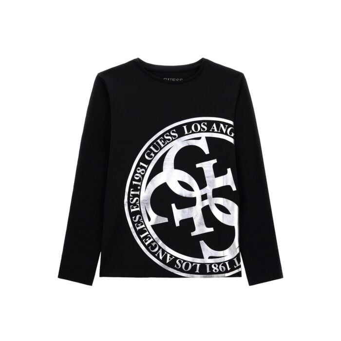 Guess T-shirt Manches Longues Noire Argentée Enfants