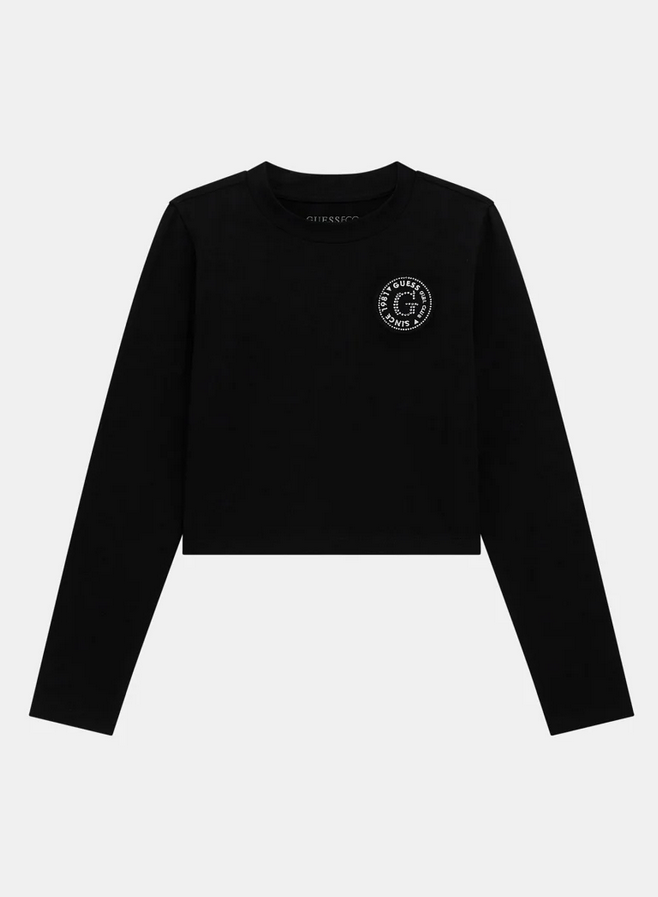 Guess Kids Maglia Maniche Lunghe Nera Bambine Ragazze