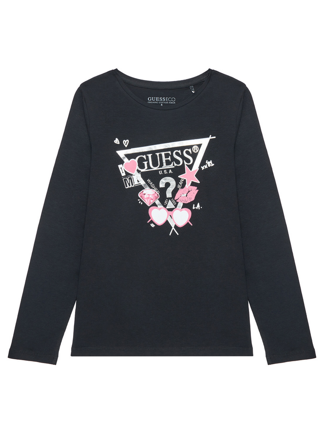 Guess Kids T-shirt Manches Longues Noire Filles