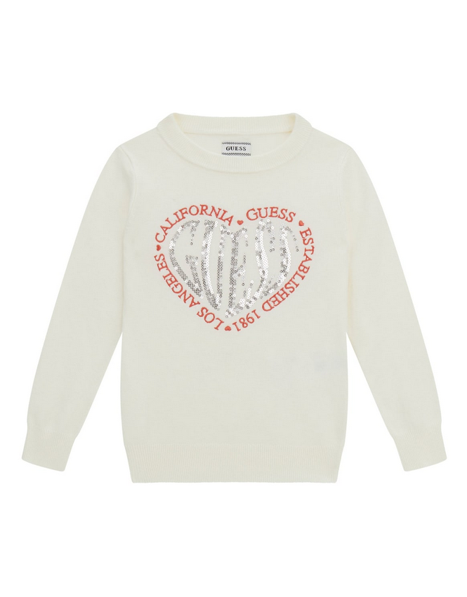 Guess Kids T-shirt manches longues blanche bébé fille