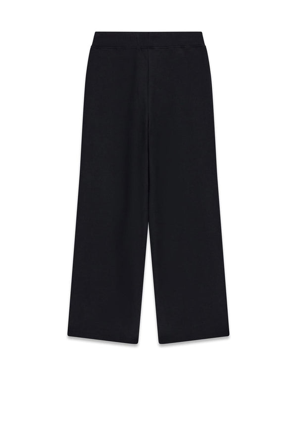 Guess Pantalone Tuta Bambina Palazzo Garzato Nero con Scritta Fucsia Ricamata