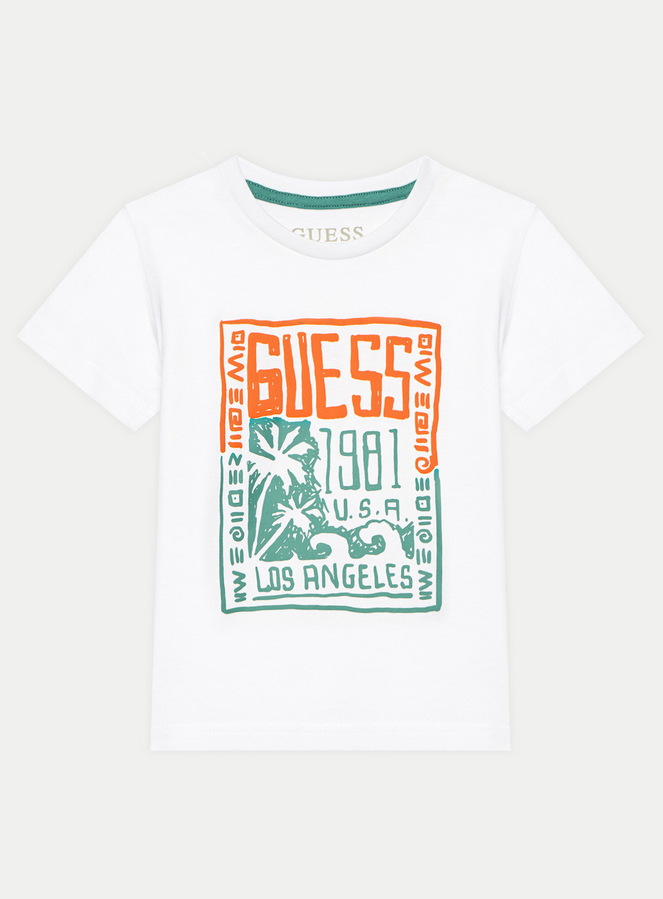 GUESS T-SHIRT CON STAMPA BIANCA BAMBINO