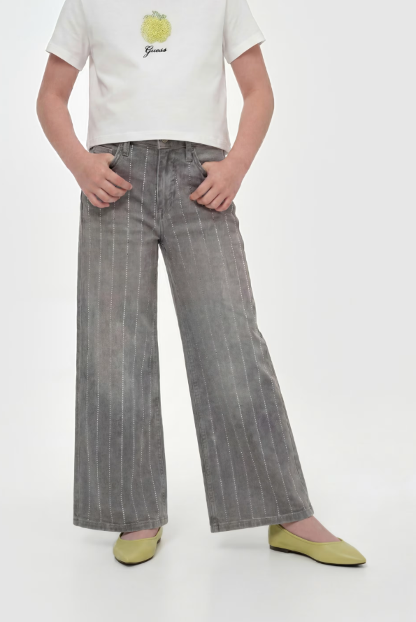 GUESS Jeans con strass grigio chiaro bambina