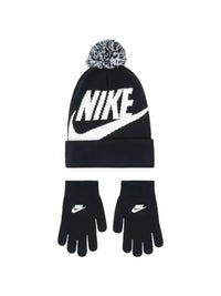 Nike Swoosh Ensemble 2 Pièces Bonnet Gants Noirs Blancs Enfants — immagine 1