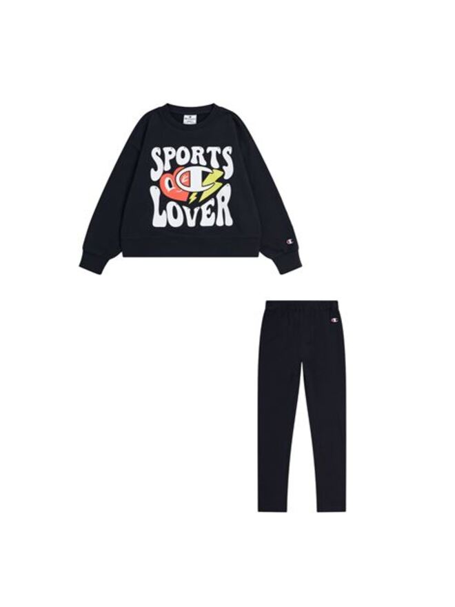 Champion New York Completo Tuta Nera Logata Bambine Ragazze