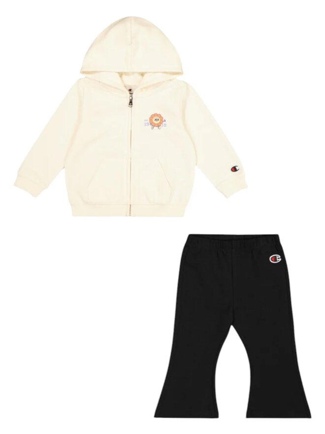 Champions Set 2 pezzi Felpa Leggings Bianco Nero Bambina