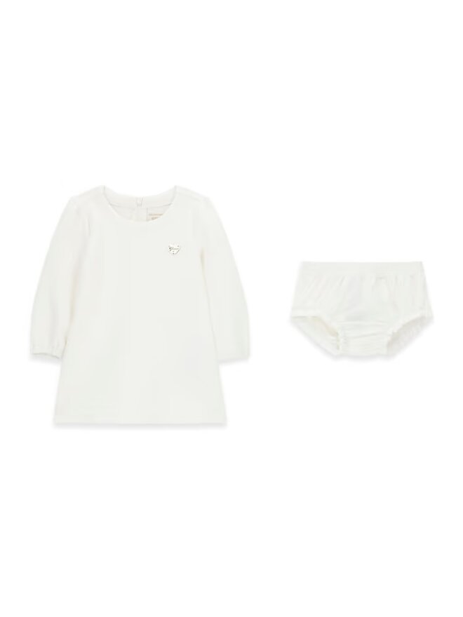 Guess Infant Completo 2 Pezzi Vestitino Piu Mutandine Bianco Bambina