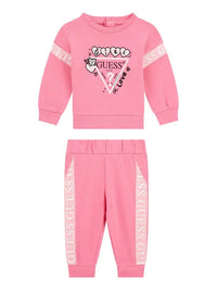 Guess Set Ls Active Completo Tuta Rosa Logata Bambina — immagine 1