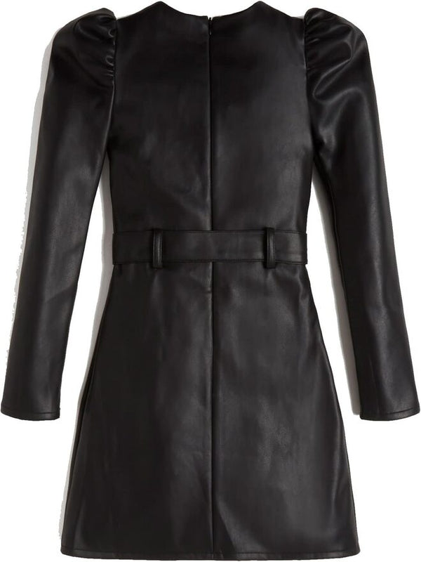 Guess Vestito In Pelle Total Black Bambine Ragazze