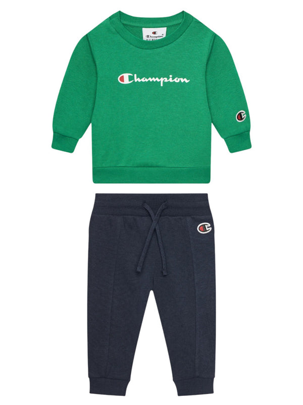 Champion Crew Suit Col Completo Tuta Blu Verde Bambino