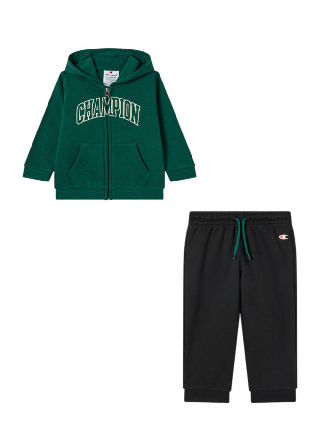 Champion Fleece Completo Tuta Verde Nera Bambino