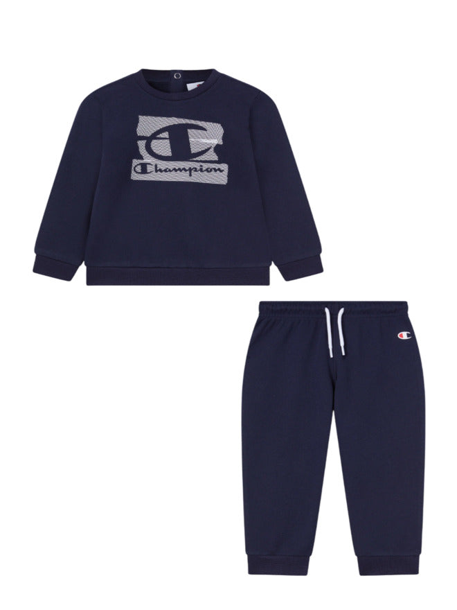 Champion Crewneck Fleece Graphic Completo Tuta Blu Bambino