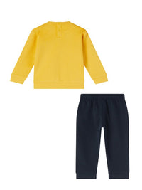 Champion Crewneck Fleece Graphic Completo Tuta Blu Giallo Bambino — immagine 2