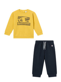 Champion Crewneck Fleece Graphic Completo Tuta Blu Giallo Bambino — immagine 1