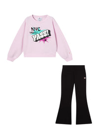 Champion Graphic Completo Tuta Rosa Nero Bambina — immagine 1