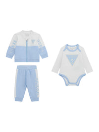 Guess Set Bébé 3 Pièces Blanc Bleu Enfant — immagine 1