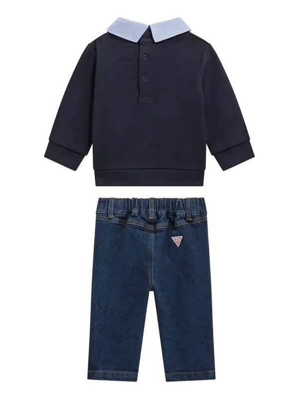 Guess Kids Completo Jeans Maglia Blu Bambino