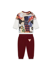 Guess Kids Ensemble Survêtement Beige Bordeaux Enfant — immagine 2