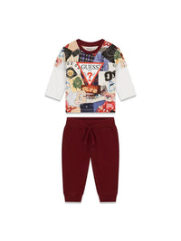 Guess Kids Ensemble Survêtement Beige Bordeaux Enfant — immagine 1