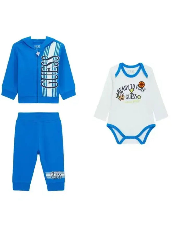 Guess Set Active 3Pz Completo Tuta Blu Azzurro Bambino