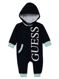 Guess Baby Grenouillère à Capuche Nouveau-né Bleu Vert Enfants — immagine 1